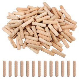 SUJEBKC 200 Pieces Wooden Dowels, Wooden Plugs Dowel Rods, Wooden Pins, Round, Cylindrical, Thread, for Grooved Grooves, Crafts, DIY, Carpentry