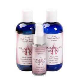 Immaculate Waters Rose Spritzer Set – 3 Pack – Natural Hydrating Face & Body Mist with Lourdes Grotto Water – Refreshing & Soothing Aromatherapy Spray for Skincare & Prayer – Catholic Gift