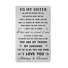 Sister Gifts from Sister, Sister Birthday Wallet Card Gifts, Sister Birthday Wedding Engraved Presents