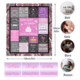 LOOBEAR Birthday Gift for Women, Birthday Gift for Mum, Girls, Wife, Girlfriend, Sister, Girlfriend, Colleague, Happy Birthday Decorative Blanket, Women, 150 x 130 cm