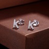MONOOC Initial Earrings - Letter Stud Earrings, Hypoallergenic, White Gold