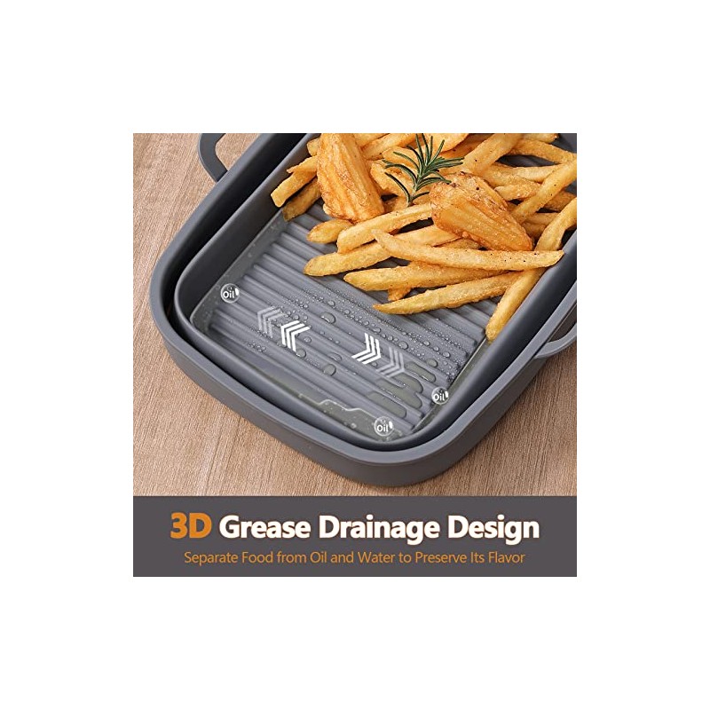 Collapsible Silicone Air Fryer Liners - 2 Pack for Ninja