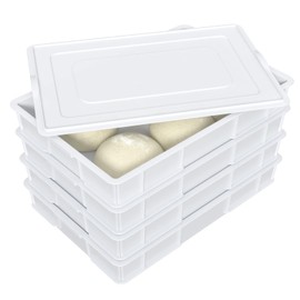 Afromy 4 Pack Stackable Dough Proofing Container with Lid, Plastic Dough Proofing Box, White