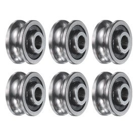 sourcing map 6Pcs SG15 Deep U Groove Ball Track Guide Bearing 5mm ID x 17mm OD x 9mm Width Double Sealed Pre-Lubricated GCr15 High Carbon Chrome Bearings for Dual-Axis Guide Rails, Silver