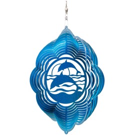 SWEN Products Dolphin Cloud Swirly Metal Wind Spinner