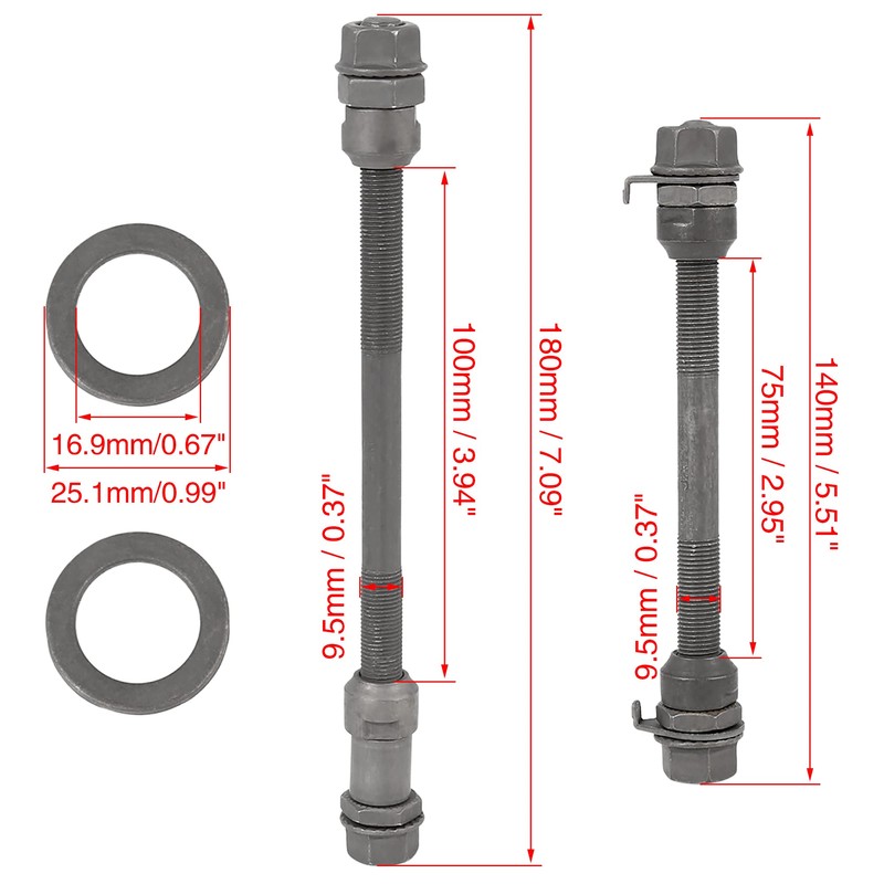 X AUTOHAUX 1 Set 9.5mm Wheel Hub Axle Front Rear