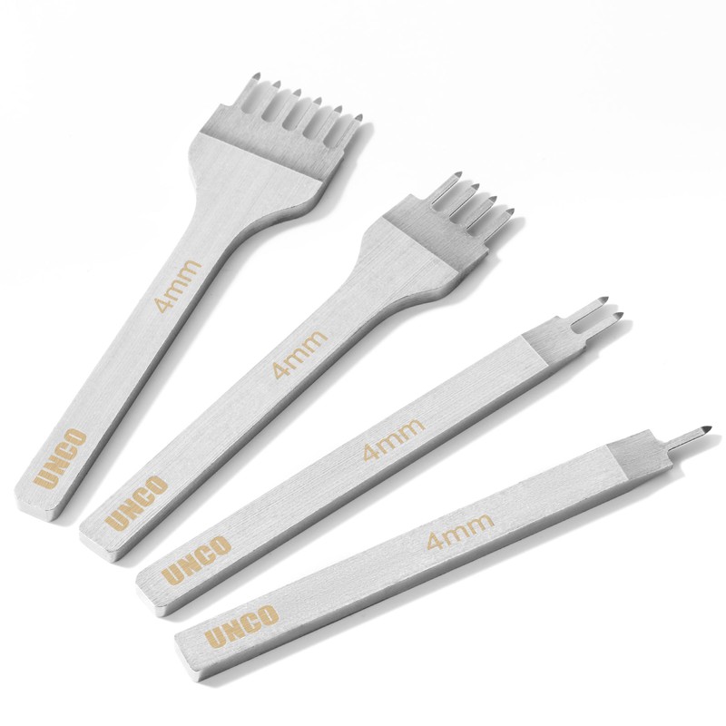 UNCO- Leather Stitching Punch, 4 Pack, 4 mm, 1/2/4/6 Prong,