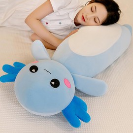 Kekeso Long Axolotl Stuffed Animal Salamander Plush Pillow, Soft Axolotl Plush Toy for Boys Girls Gifts for Christmas (Blue, 65cm/25.59inch)