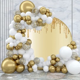 OERJU Gold Round Backdrop Cover Luxurious Golden Sequins Starlight Photography Background Circle Backdrop Cover Birthday Baby Shower Wedding Party Decor Photo Booth Prop Not Real Glitter Sequin 5x5ft