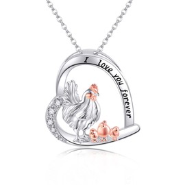 YAFEINI Chicken Necklace 925 Sterling Silver Hen Pendant Chicken Jewelry For Women