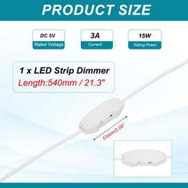 MECCANIXITY LED Strip Dimmer, DC 5V 3A Rotary Brightness Adjustable Controller Lamp Switch with USB Connectors for Single Color Strips, White