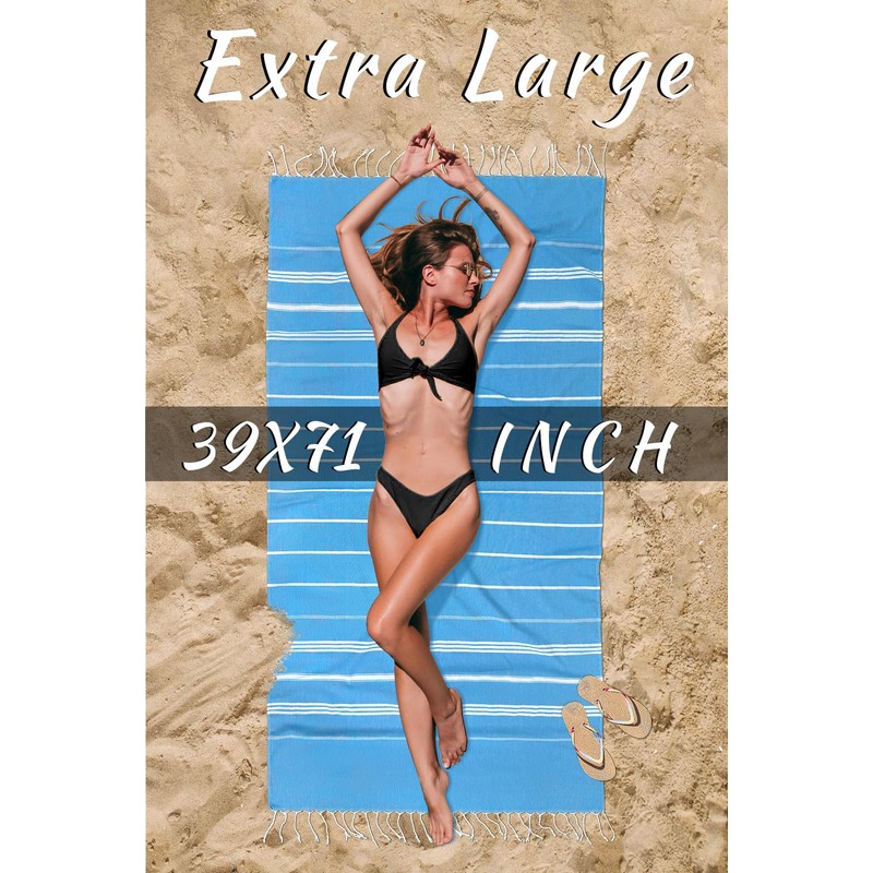 cabanana Cotton Turkish Beach Towel - Lightweight Peshtemal Towel, Sand