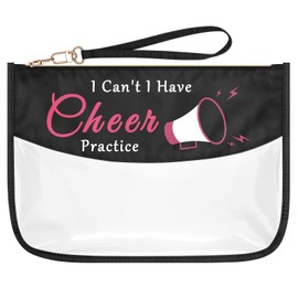Cheerleading Cheer Team Gifts Makeup Bag Cheerleader Gifts Cheer Coach Thank You Gift Cheer Sister Inspirational Gift for Girls Women PVC Clear Cosmetic Bag Cheer Accessories Zipper Toiletry Pouch