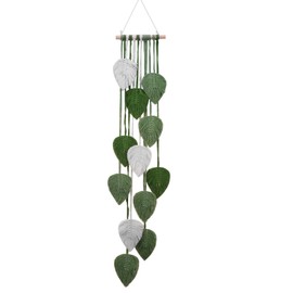 AIWMQYYF Macrame Wall Hanging, Boho Decorative Tapestry, Boho Decoration, Macrame Green Leaves Tapestry, Handmade Tapestry for Bedroom, Children's Room, Wall Decoration