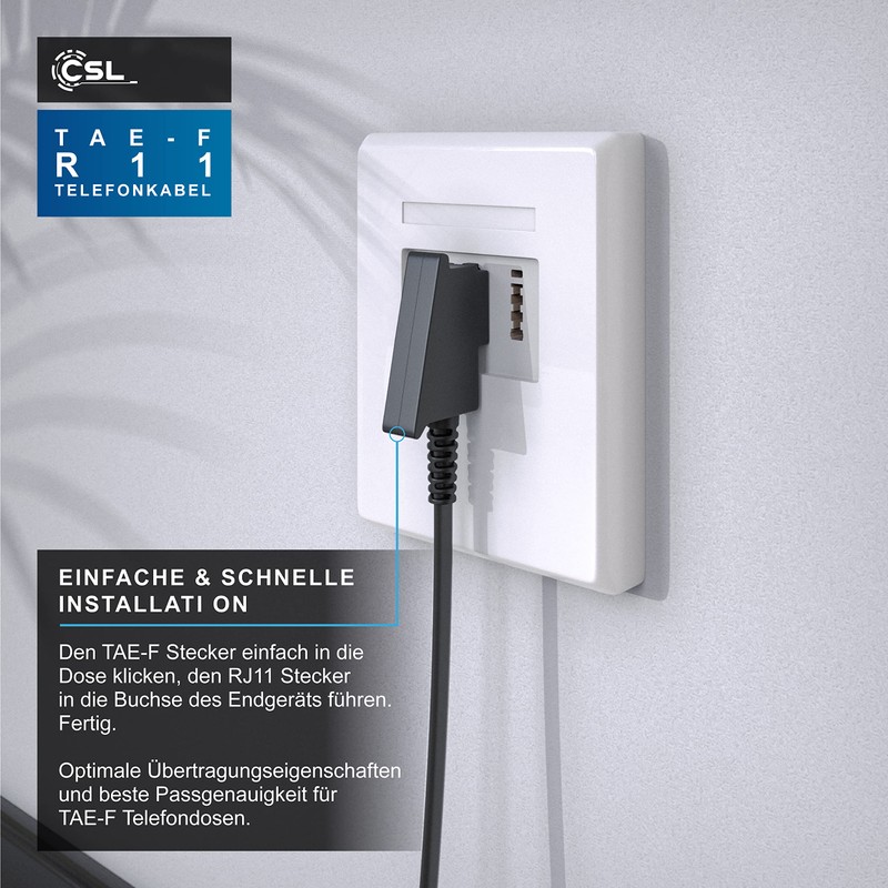 CSL Telephone Cable TAE-F Male to RJ11 Plug - Int.