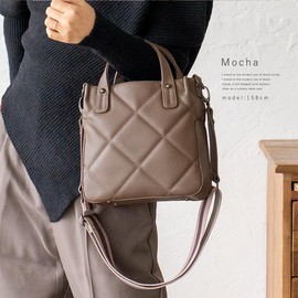 Vita Felice inb-10087p Women's Quilted 2-Way Tote Bag, brown (mocha)