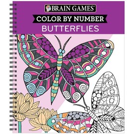 Brain Games - Color by Number: Butterflies - Stress-Free Adult Coloring Book with Tear-Out Pages Relaxing Activity for Paint by Number Lovers Gift for Women, Seniors & Teens