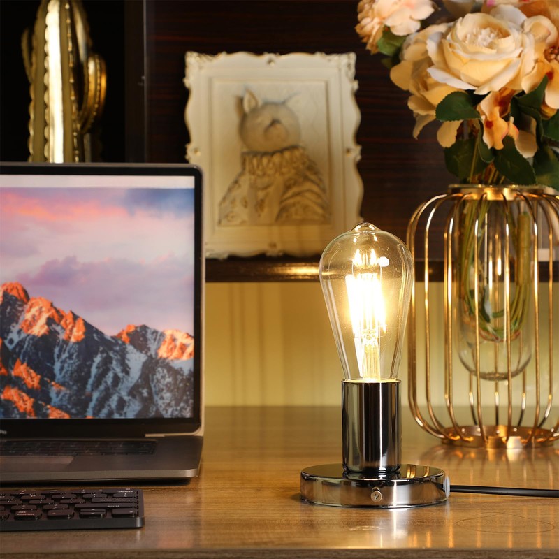 Tuanse 2 Pcs Polished Metal Desktop Lamp Base E26 E27