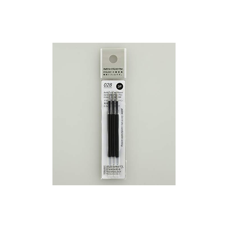 Nitoms STALOGY S5211-2P Ballpoint Pen Refill, Gel Ink, 0.5mm, Black,