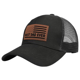 Dad Hats,Birthday Gifts for Papa,Best Dad Ever Gift from Kids, for Men,New Father Gifts,First Time Papa Gifts,Fathers to Be Gifts,Leather Patch Baseball Caps Black Trucker Hat