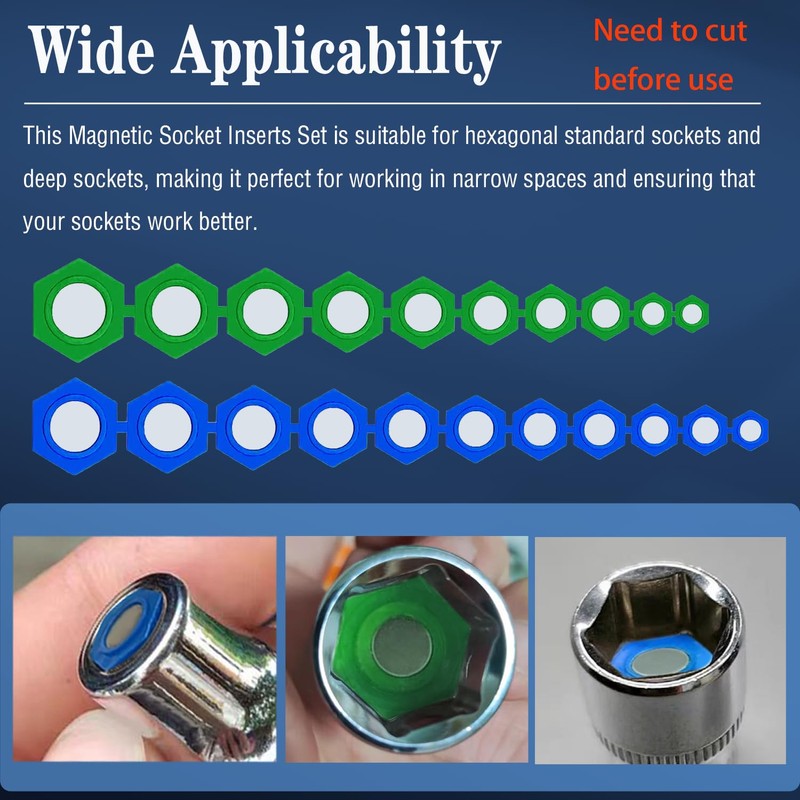 JEUCLEL 21PCS Magnetic Socket Insert Adapter Set with Hexagon Profile,