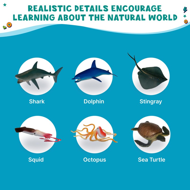 Get Ready Kids Ocean Animal Playset – 6 Realistic Sea