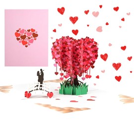 BZQCPLX Love Tree Paper Pop Up Greeting Card, Couple Pop-Up Greeting Card, Valentine's Day Card Wedding Card Greeting Card for Wife Husband Girlfriend Bride and Mother(15 x 20cm)