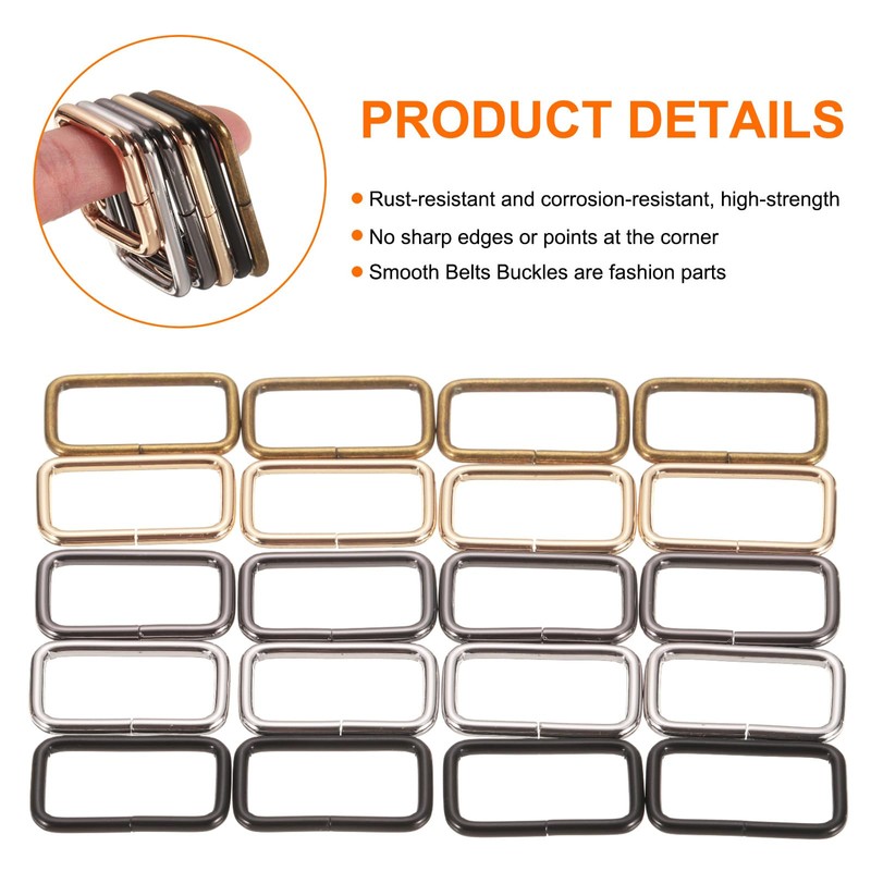 sourcing map 18Pcs Metal Rectangle Ring Buckles, 4/5" x 1"