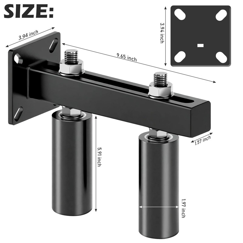 LAJIAOZ 6" Slide Gate Guide Roller with Black Steel Bracket