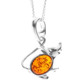 InCollections Women's Pendant 925/000 Sterling Silver with Amber and Curb Chain 42 CM Mouse 241A200170890
