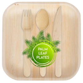 Perfectware 6 inch Square Palm Leaf Plates. Eco Friendly Dinnerware. Set of 25 Plates