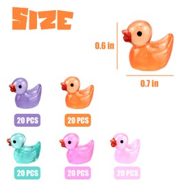 Mini Resin Ducks,100Pcs Luminous Tiny Ducks Micro Landscape Gardening Decorative Potted Flower Pots Resin Gardening Accessories Ornaments (Mixed)