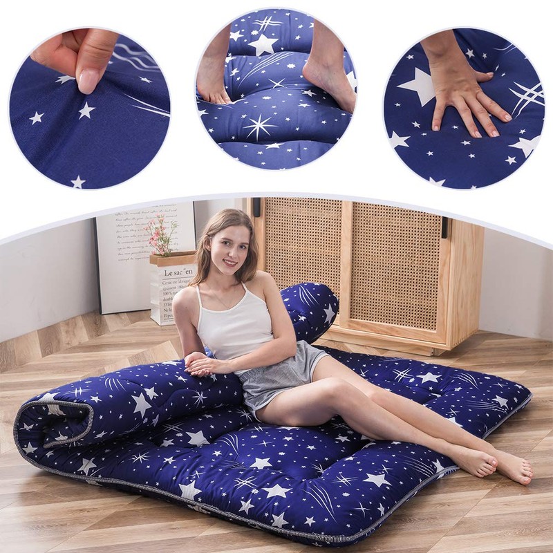 MAXYOYO Navy Starry Sky Japanese Futon Mattress, Tatami Mat Portable