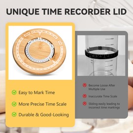 rorecay 50oz Sourdough Starter Kit with Time Keeper, High Borosilicate Glass Sourdough Starter Jar, Wide Mouth Sour Dough Crock with Lid & Spatula & Recipe for Beginners and Professional Bakers