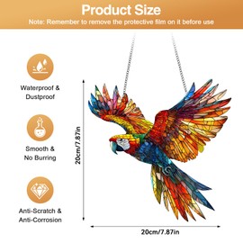 Parrot Dreamcatcher Suncatcher - Stained Glass Effect Window Hanging - Mystical Parrot Acrylic Ornament - Colourful Fantasy Sun Catchers for Windows Indoor Outdoor Garden Home Decor - Unique Gothic Gi