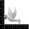 White Peace Dove Left Facing Embroidered Iron on Patch