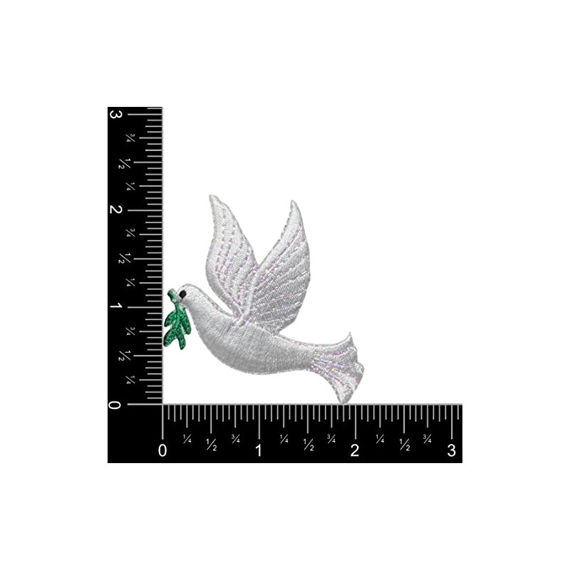 White Peace Dove Left Facing Embroidered Iron on Patch