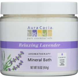 Aura Cacia Relaxing Lavender Aromatherapy Mineral Bath | 16 oz. Jar