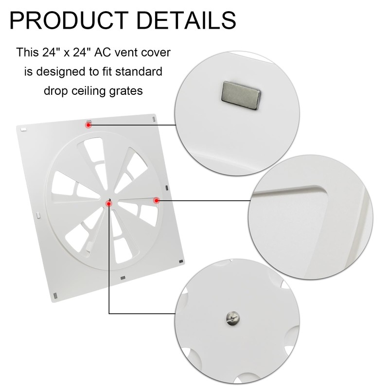 Magnetic Ceiling Vent Cover Square Adjustable Vent Cover for 24"x24"