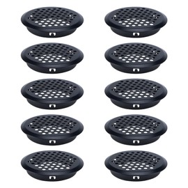 MTMTOOL Set of 10 Air Vents 2 1/9 Inch(53mm) Black Circular Soffit Vent Stainless Steel Round Mesh Hole Louver Vent for Kitchen,Bathroom,Cabinet,Wardrobe and Shoe Cabinet