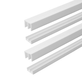 2 Pack White Plastic Sliding Door Track Set for 1/4" Thick Panels - Sliding Glass, Cabinet, and Window Track, Easy Installation, USA Made, (4 Ft. Long) by Outwater