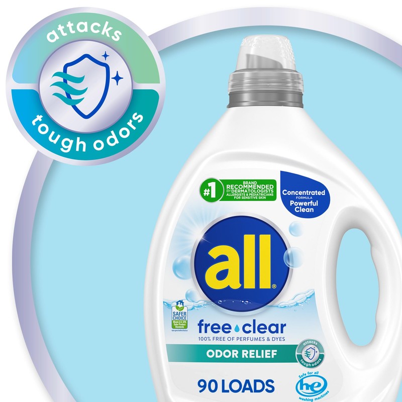 all Laundry Detergent Liquid, Free Clear for Sensitive Skin, Odor