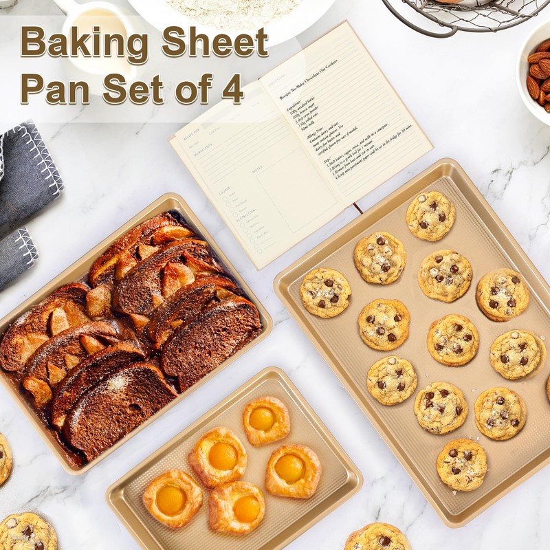 4-Piece Baking Set, 1×Blank Recipe Book & 3×Cookie Sheet Baking