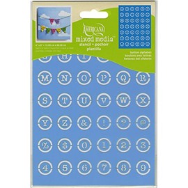 DecoArt Americana Mixed Media Stencil, 6 by 8-Inch, Button Alphabet