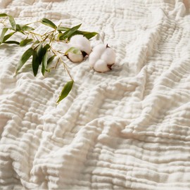 David's Home Ultra Soft Cooling Muslin Blanket Twin, 60% Rayon Derived from Bamboo 40% Cotton, Breathable Lightweight Cozy Gauze Layer for Hot Sleepers All Season,Elegant Home Decoration,Light Tan