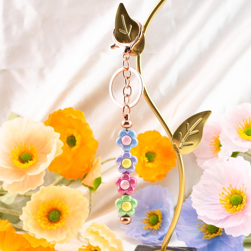 SUDIKUB Beadable Keychains Bulk 8pcs Blank Keychain Making Kit Keychains