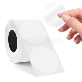 SUPVAN T50M Series Label Maker Tape, Transparent Round Size Φ 2'' 140 Labels/Roll Genuine Laminated Thermal Label Tape Refill, Waterproof Oilproof Highly Adhesive Auto Detect Labels