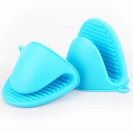 Acronde 2 Pairs Mini Oven Gloves Silicone Heat Resistant Cooking Pinch Mitts Potholder for Kitchen Cooking & Baking (Red and Blue)