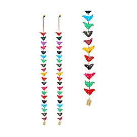Set of 2 Door Hanging 20 Bird String Fabric with Bell Wall Hangings Festival Traditional New Year for Home Wall Bedroom Home Decor Party Decoration Gift Ideas (Size-26 cm Approx) (Multicolour)