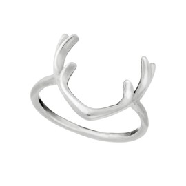 81stgeneration Women's 925 Sterling Silver Buck Stag Antlers Deer Horn Ring